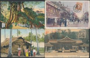 5 db RÉGI ázsiai városképes lap, sri lankai és japán  / 5 old Asian town-view postcards; Japanese and Sri Lanka