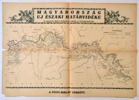 1938 Magyarország új északi határvidéke I-II. A Pesti Hírlap térképe, kétoldalas, kis szakadással, 4...