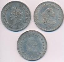 Amerikai Egyesült Államok 1795-1851. 1$ (3xklf) modern Fe replika érmék T:2 USA 1795-1851. 1 Dollar (3xdiff) modern Fe replica coins C:XF