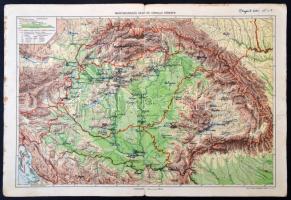 1939 Magyarország politikai térképe, verzón hegy- és vízrajzi térképe, ceruzás bejegyzésekkel, 29x42...