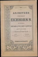 1893 Árjegyzék özvegy Eichhorn utóda legelső paplan., matrácz-, ágytoll és ágyfehérnemű gyári raktárból Budapesten, pp.:31, 22x15cm