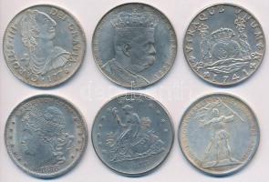 Vegyes: Amerikai Egyesült Államok 1873-1878. 1$ (2xklf) + Spanyolország 1741-1776. 2R (2xklf) + Eritrea / Olasz gyarmat 1891. 5L+ Svájc 1869. 5Fr mind modern Fe replika T:2 Mixed: USA 1873-1878. 1 Dollar (2xdiff) + Spain 1741-1776. 2 Reales (2xdiff) + Eritrea / Italian Colony 1891. 5 Lire + Switzerland 1869. 5 Francs all of them modern Fe replicas C:XF