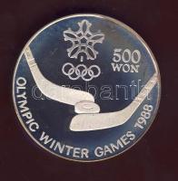 Észak-Korea 1988. 500W Ag "Téli olimpia-jégkorong" T:PP