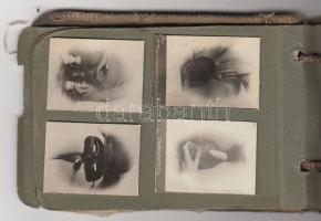 cca 1920 Korabeli pornó album, benne avantgárd   fotókkal,  cca 85db, néhány oldal elvált, cca 5x4cm...