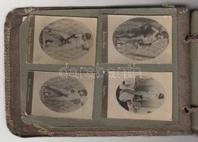 cca 1920 Korabeli pornó album, benne avantgárd   fotókkal,  cca 85db, néhány oldal elvált, cca 5x4cm...