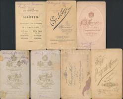 cca 1860-1900 Vegyes keményhátú kabinetfotók, 10db, ebből 7db verzón feliratozva, különböző budapest...