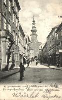 Pozsony, Pressburg, Bratislava; Mihály kapu utca, Dr Laufer kéjgáz üzlet / gate, street, Dr Laufer´s Laughing-gas shop