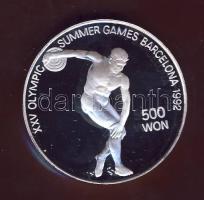 Észak-Korea 1989. 500W Ag "Barcelonai olimpia-diszkoszvetés" T:PP