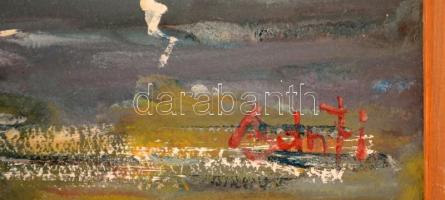 Bánfi jelzéssel: Balatoni vitorlások, olaj, karton, fakeretben, 37x26 cm