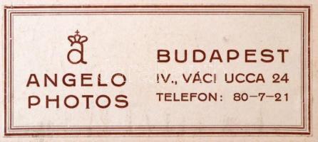 cca 1930 Angelo (1894-1974): Kalapos hölgy, aláírt, matricával jelzett színezett műtermi felvétel, 2...