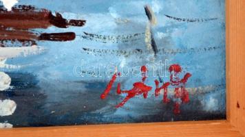 Bánfi jelzéssel: Badacsonyi vitorlások, olaj, karton, fakeretben, 36x26 cm