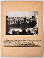 1939 A Budai Szent László Gyermekotthon és Árvaház fennállásának 25 éves jubileuma alkalmából rendezett díszközgyűlésen készült fotó, kartonra kasírozva, feliratozva, 17x23 cm, karton 40x30 cm