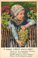 'A magyar szőlőnek nincsen párja', magyar szőlőreklám, folklór / Hungarian grape advertisment, folklore, s: Pálinkás Gy. (fa)