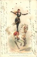 Barnum & Bailey circus advertisement, 'Aus dem Circus' Aquarell Künstlerkarten von L. ...