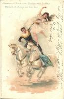 Barnum & Bailey circus advertisement, 'Aus dem Circus' Aquarell Künstlerkarten von L. ...