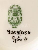 Zsolnay búzavirág mintás tál, kézzel festett, jelzett, hibátlan, eredeti dobozában, d:30 cm