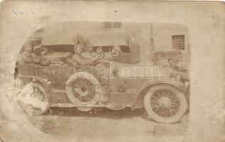 1916 K. u. K. Kraftwagenkolonne 97, soldiers, automobile, photo (felületi sérülés / surface damage)