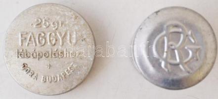 Retró gyógyszeres dobozok alumíniumból, az egyik , aFaggyú lábápoláshoz eredeti tartalommal, 2db, d:...