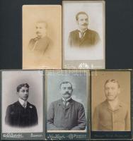 cca 1880-1900 Vegyes férfiportrék, keményhátú kabinetfotók különböző budapesti műtermekből,13db,  11...