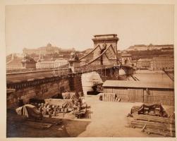 1896 Budapest a Millennium idején, 3 db nagyméretű fotó: Opera, MTA, Lánchíd, kartonra kasírozva, fo...