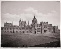1896 Budapest a millennium idején, 5 db nagyméretű fotó: Országház (a város felől), Országház (a Dun...