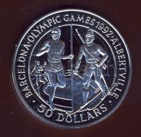Cook szigetek 1989. 50$ Ag "Olimpiai játékok-futás, biatlon" T:PP