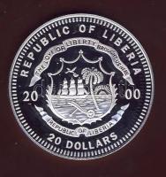 Liberia 2000. 20$ Ag "Abraham Lincoln" T:PP