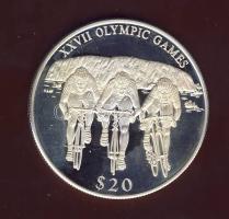 Liberia 2000. 20$ Ag "Olimpiai játékok-kerékpár" T:PP