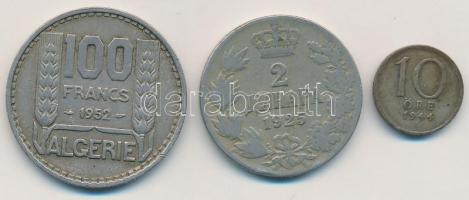 Vegyes: Algéria / Francia megszállás 1952. 100Fr Cu-Ni + Svédország 1944G 10ö Ag + Szerb-Horvát-Szlo...