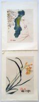 Kínai illusztrációk, utólag színezve, 10 db, 25x33 cm