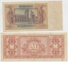 Német 3. Birodalom 1942. 5M + Szövetséges megszállás 1944. 20M kilencjegyű sorszám T:II-,III
German...