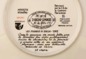 Limoges porcelán tányér, matricás, jelzett, kis kopásnyomokkal, d: 21,5 cm