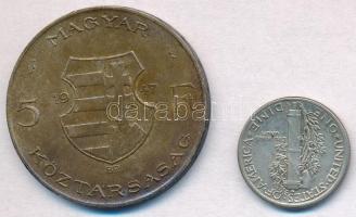 Vegyes: 1947. 5Ft Ag "Kossuth" + Amerikai Egyesült Államok 1943. 1D Ag "Mercury"...
