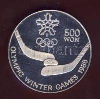 Észak-Korea 1988. 500W Ag "Téli olimpia-Jégkorong" T:PP