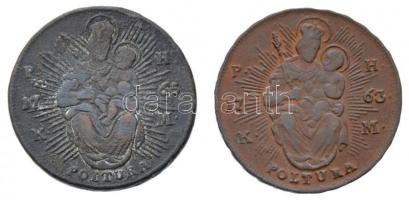 1763-1765PH-KM Poltura Cu "Mária Terézia" (2xklf) T:2- Huszár: 1751., Unger III.: 1270.c