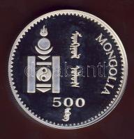 Mongólia 1996. 500T Ag "Veszélyeztetett állatvilág-pelikán" T:PP