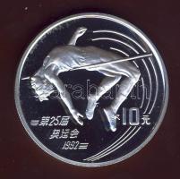 Kína 1990. 10Y Ag "Barcelonai olimpia-magasugrás" T:PP
