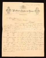 1887 Bp., Wolfner Gyula és Társa Bőr- és Gyapjúmosógyár díszes fejléces levélpapírja