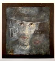 Lat jelzéssel: Kalapos férfi. Olaj, karton, keretben, 35×32 cm