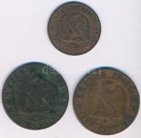 Franciaország / Második Császárság 1856D 10c Br + 1857D 2c Br + 1862K 10c Br T:2,2- egyiken patina
...
