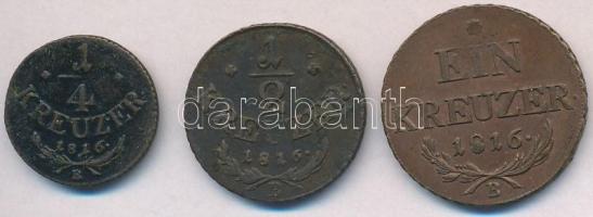 1816B 1/4kr Cu + 1/2kr Cu + 1kr Cu T:2-,2