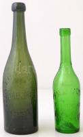 2 db régi sörösüveg: Kőbányai Polgári Serfőző, Szeged, ill. Brázay Kálmán Budapest, kis kopásnyomokkal, m: 26 ill. 21 cm