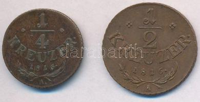Ausztria 1816A 1/4kr Cu + 1/2kr Cu T:2,2-
Austria 1816A 1/4 Kreuzer Cu + 1/2 Kreuzer Cu C:XF,VF
