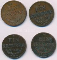 Vegyes: 1816B,G,O 1kr Cu (3xklf) + Ausztria 1816A 1kr CU T:2,2- ph