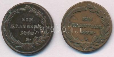 1780S 1kr Cu "Mária Terézia" + 1790S 1kr Cu "II. József" T:2-,3