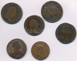 6db-os vegyes krajcár tétel, közte 1781B 1/2kr Cu + 1782B 1/4kr Cu + Ausztria 1781A 1/2kr Cu T:2-,3