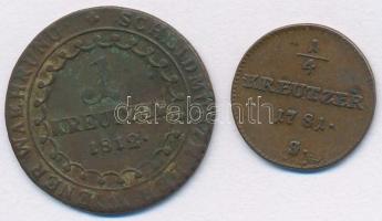 1781S 1/4kr Cu "II. József" + 1812B 1kr Cu T:2,2-