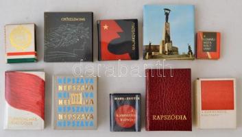 45 darabos minikönyvgyűjtemény, főleg munkásmozgalmi, kommunista, és szakszervezeti témában, változó...