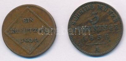 Osztrák Államok / Salzburg 1804. 1kr Cu "Ferdinánd" + Német Államok / Poroszország 1856A 3...