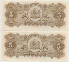 Costa Rica 1919. 5C (2x) sorszámkövetők T:I,I-
Costa Rica 1919. 5 Colones (2x) sequential serials C...